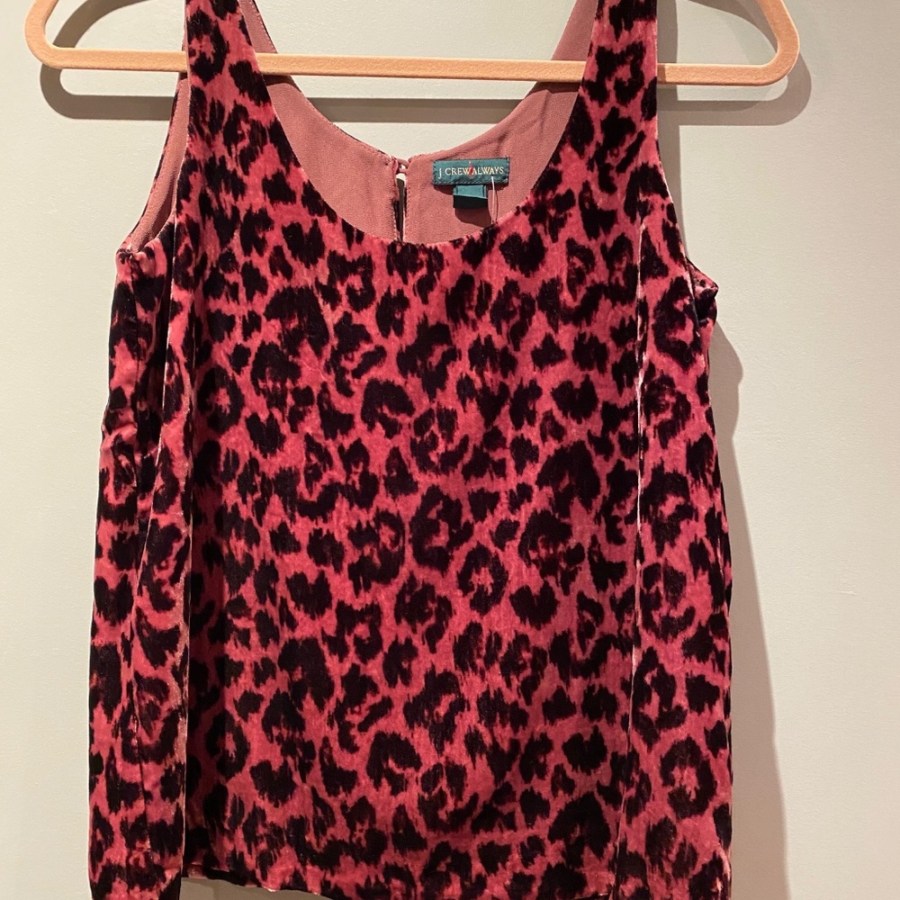 NWT J. Crew Rose Leopard Velvet Tank